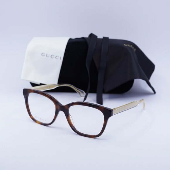 Gucci GG0566ON 002 Eyeglasses Havana/Crystal 54mm Square Frame - Picture 11 of 11